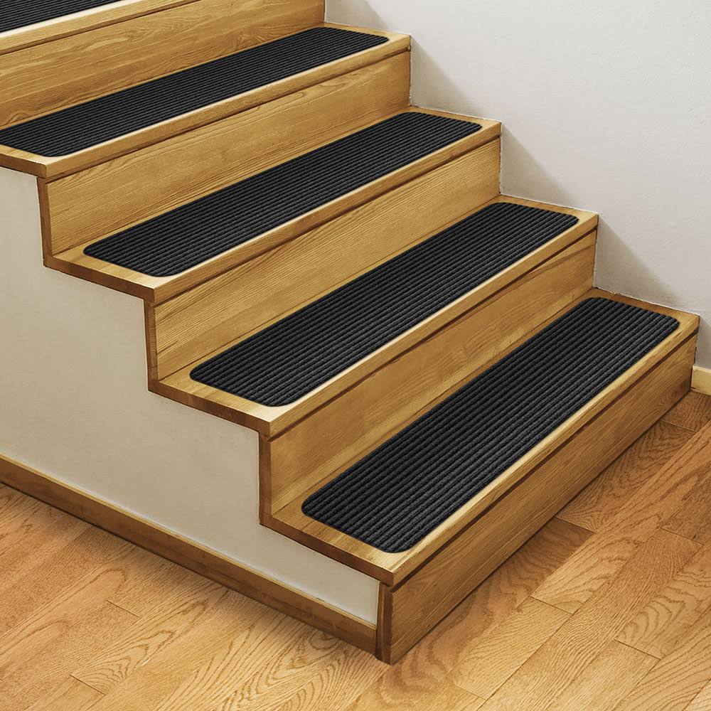 Set of 15 Skid-Resistant Carpet Stair Treads Smokey Black 9 in. x 36 in. U548