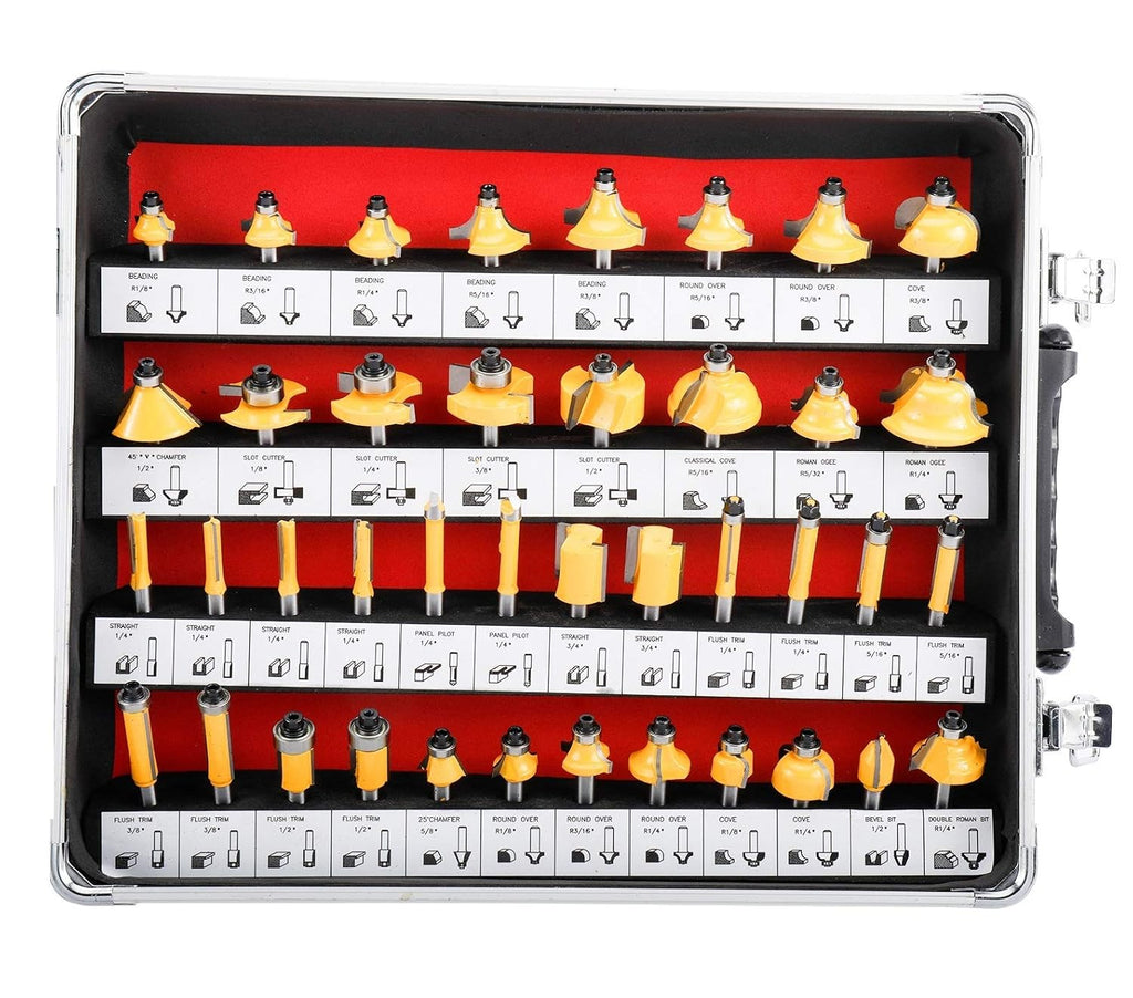 1/4inches Shank Router Bit Set Tungsten Carbide Tips Woodworking Kit H8279
