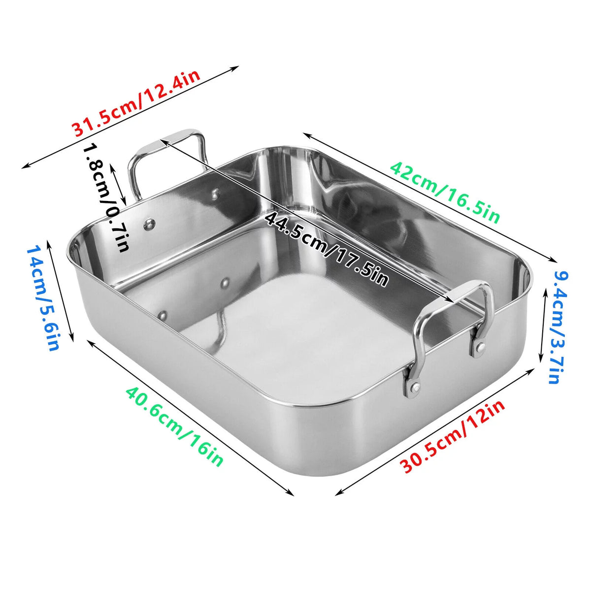 Stainless Steel Rectangular Roasting Pan with Rack G6894