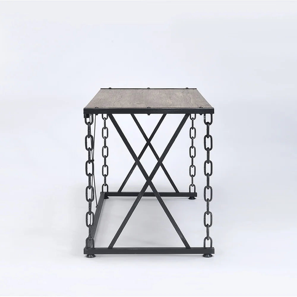 Rustic Oak and Antique Black Rectangular Desk P539033