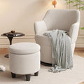 Beige 360 Swivel Accent Chair with Ottoman G27616