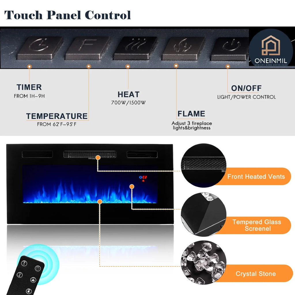 Black Fireplace TV Stand up to 80" with 36'' Electric Fireplace K15442