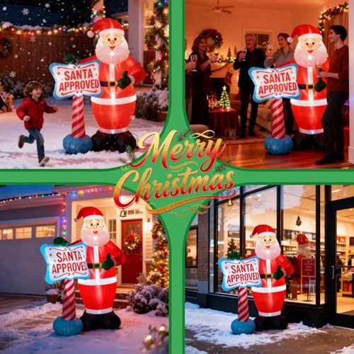 7FT Christmas Inflatable Santa Claus with Build-in LEDs L762901