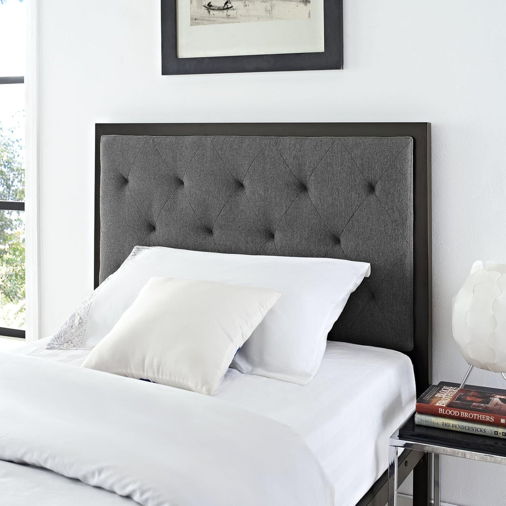 Twin Size Grey Fabric Bed Frame O42191