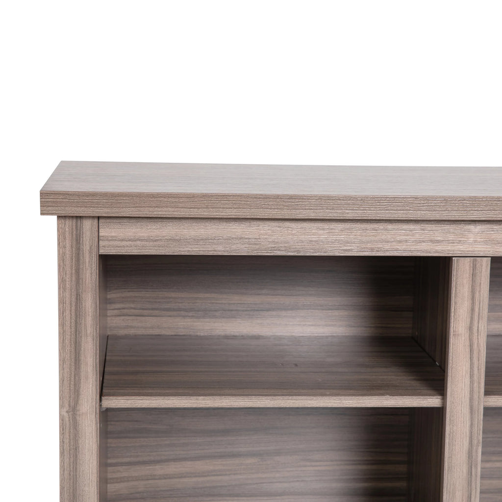 Gray Wash Oak Finish 65" Media Console with 6 Open Storage Shelves Q885