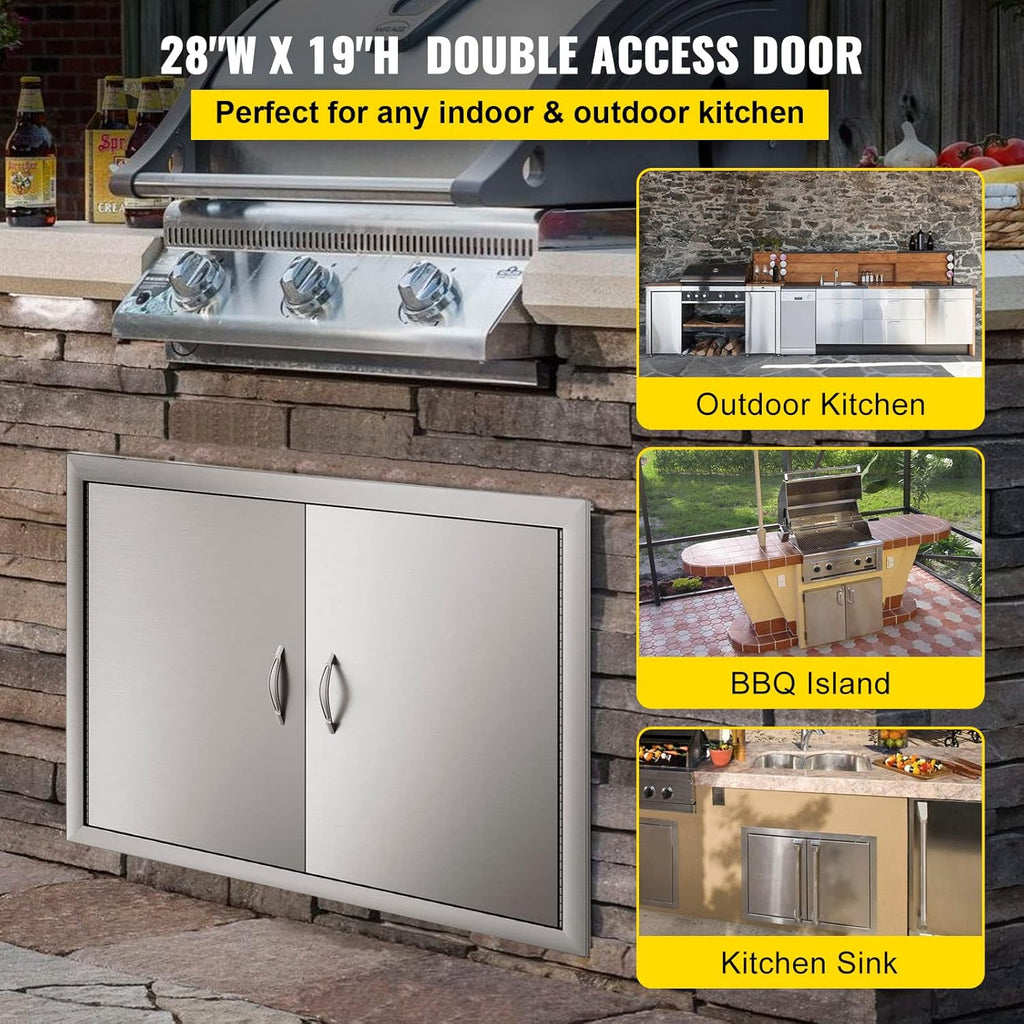 28W X 19H Inch Stainless Steel Double BBQ Access Door N807