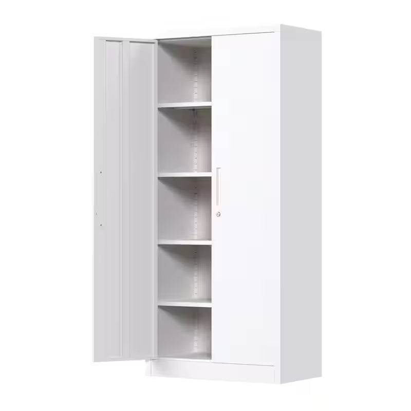 White Metal Garage Storage Cabinet with Single Handle E381