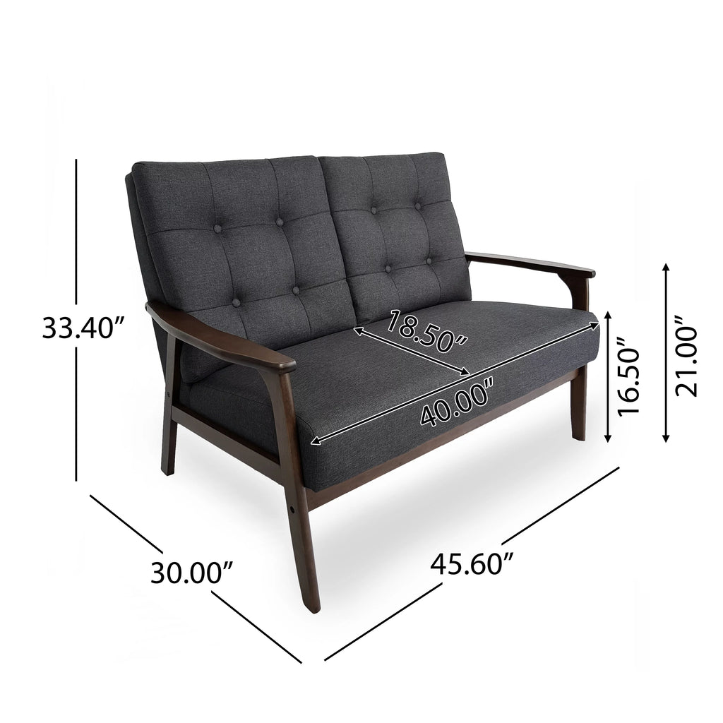Charcoal Gray Tufted Loveseat B71567