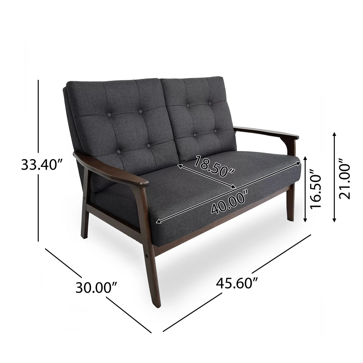 Charcoal Gray Tufted Loveseat B71567