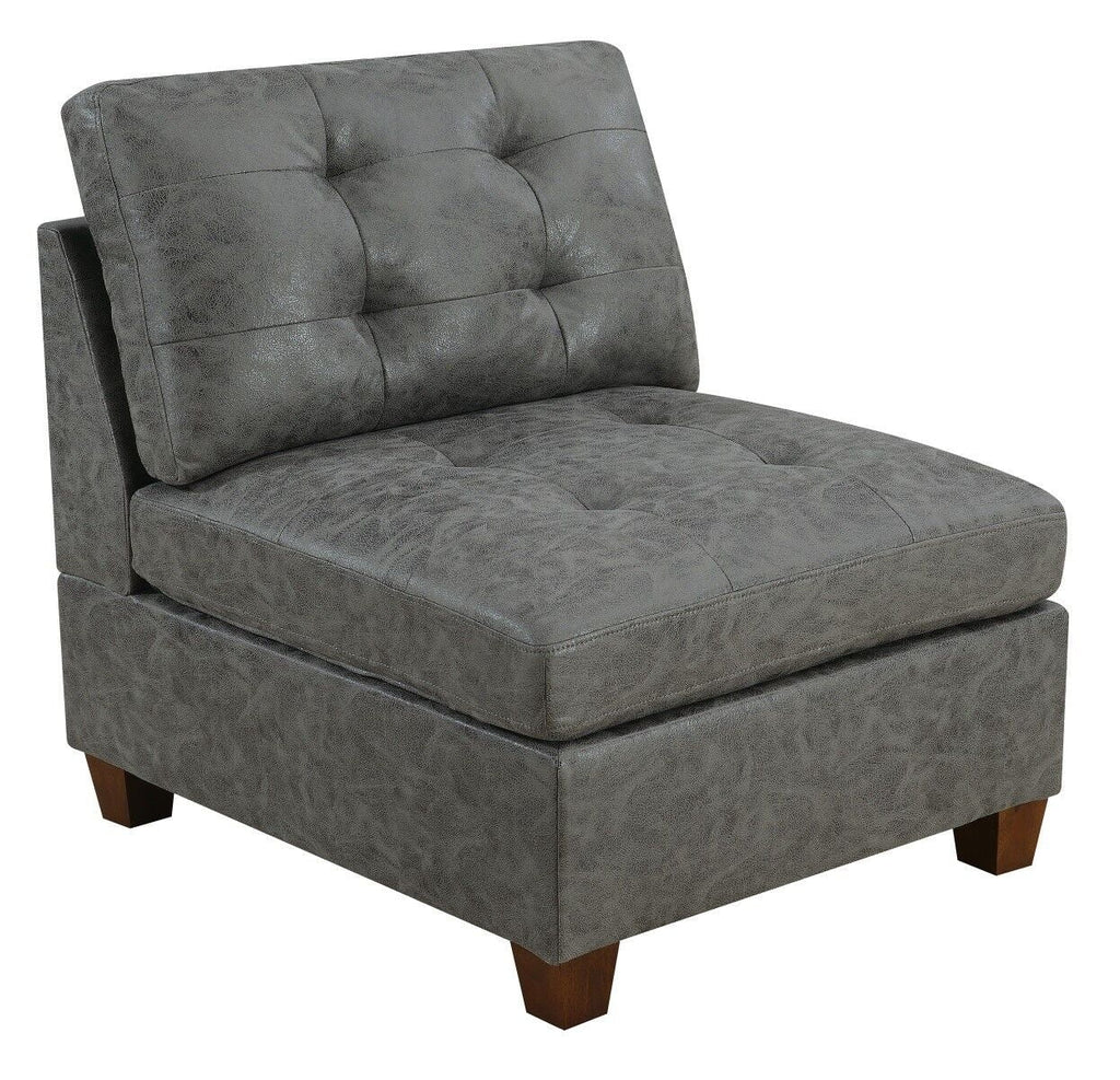 Antique Grey Leatherette 7pcs Sectional Sofa Set P143