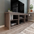 Gray Wash Oak Finish 65" Media Console with 6 Open Storage Shelves Q885