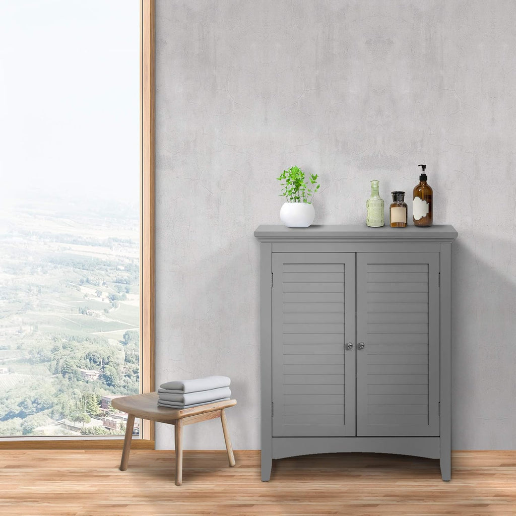 Grey Freestanding Floor Cabinet with 2 Shutter Doors H1854