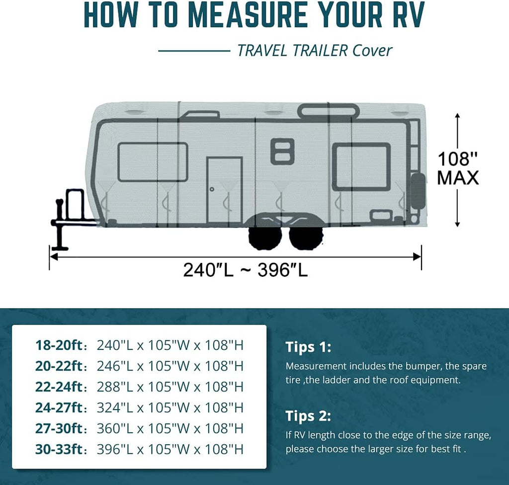 210D Oxford Rip-Stop RV Cover with Straps & Tire Covers K319