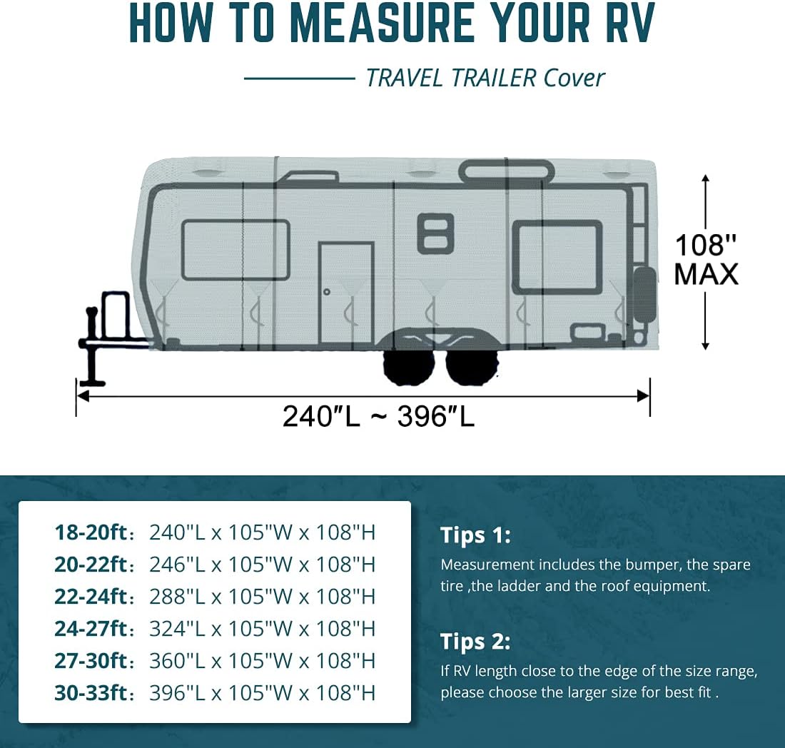210D Oxford Rip-Stop RV Cover with Straps & Tire Covers K319