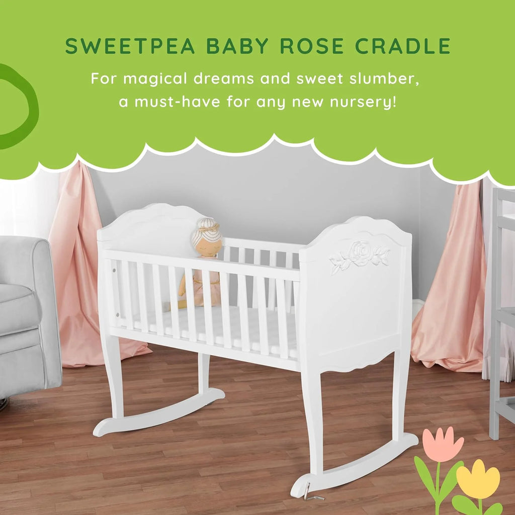 White Pinewood Cradle with Mattress Pad Q1988