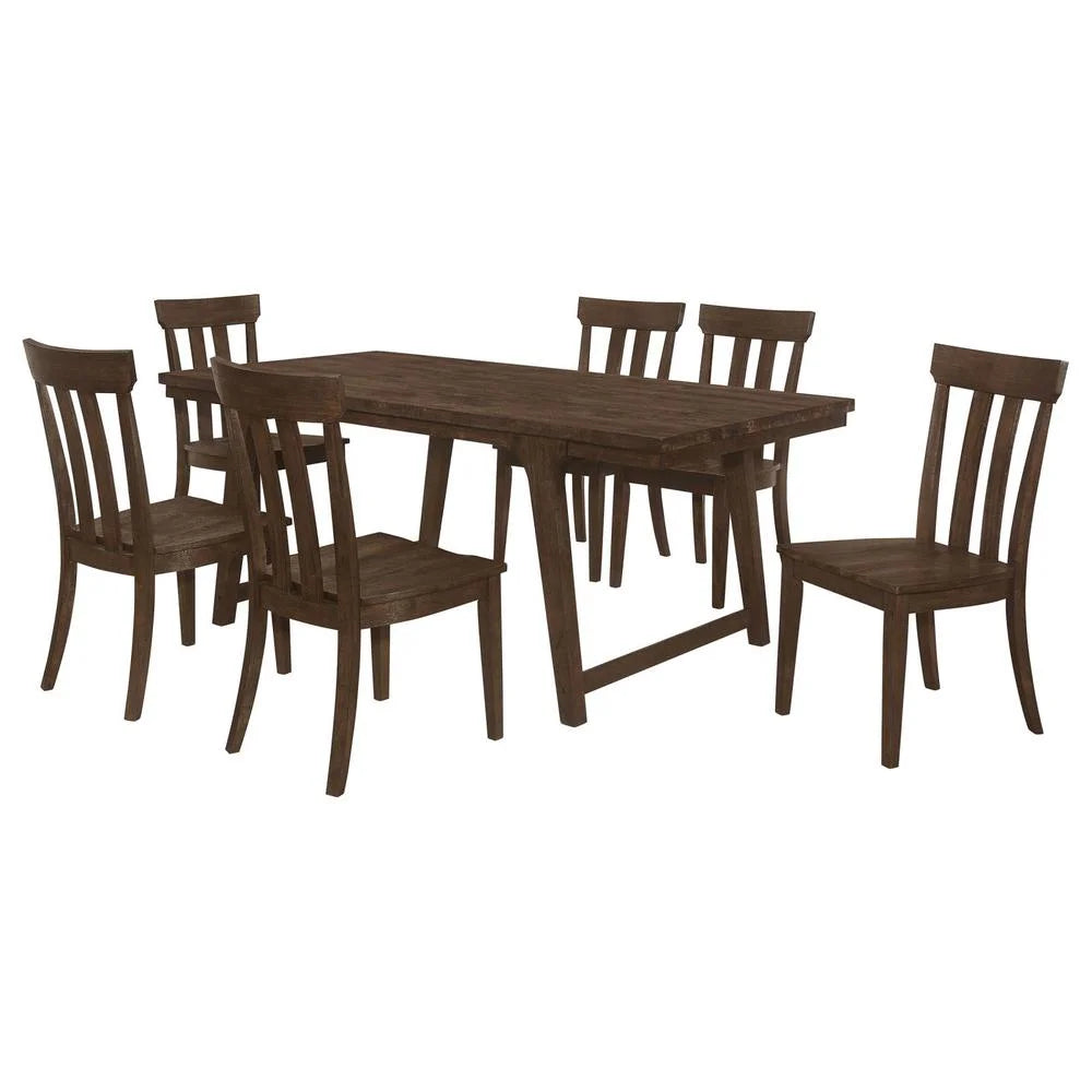 7-piece Farmhouse Wood Rectangular Dining Table Set F346