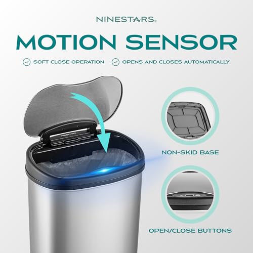 Stainless Steel Motion Sensor Trash Can 50liters Silver D5283