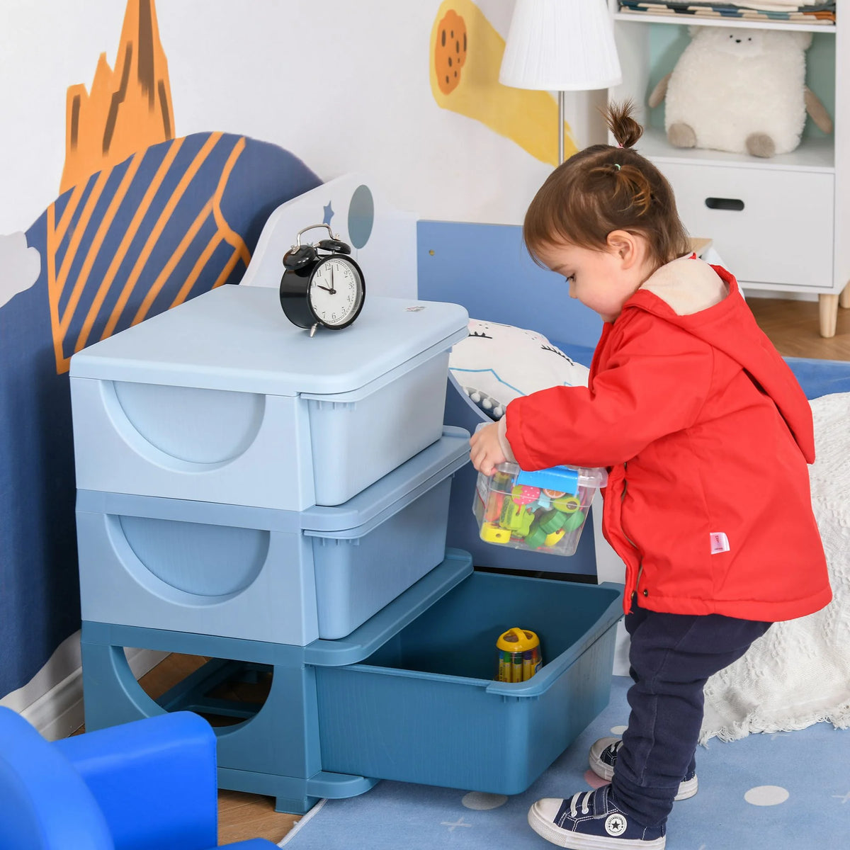 Blue 3 Tier Kids Storage Dresser Tower A7421
