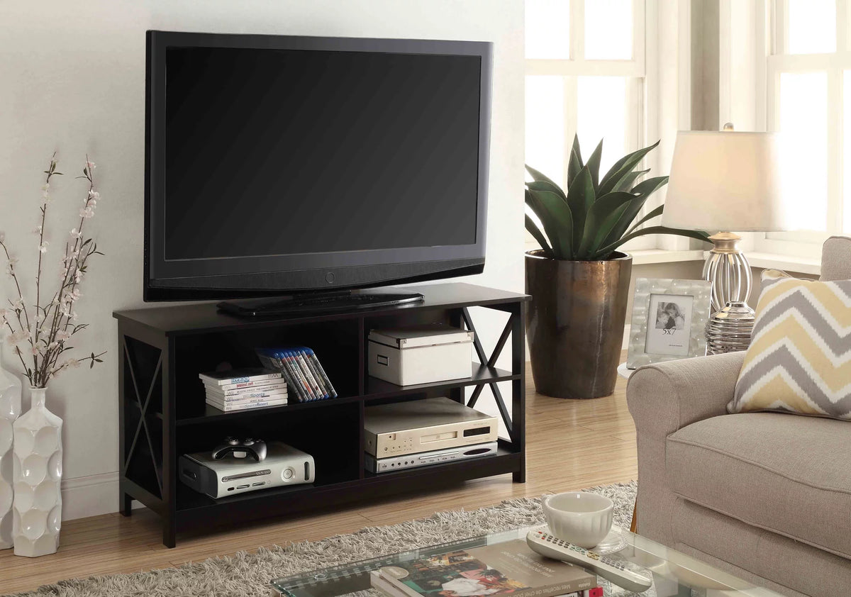 55 inch Black TV Stand with Shelves F6097