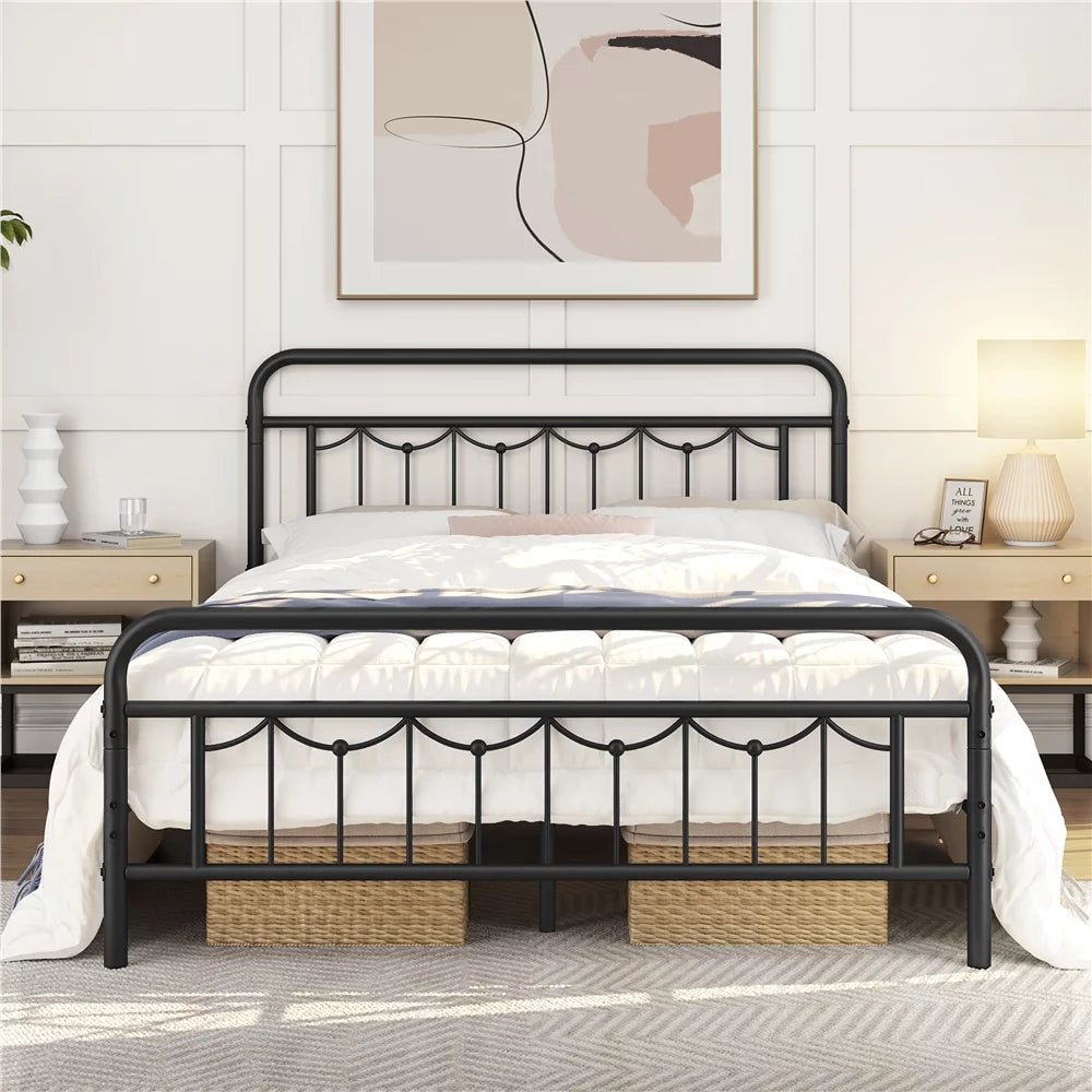 Metal Platform Twin Bed with Headboard and Footboard I34603
