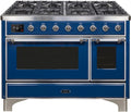 48 Dual Fuel Propane Gas Range in Blue with Chrome Trim Z205