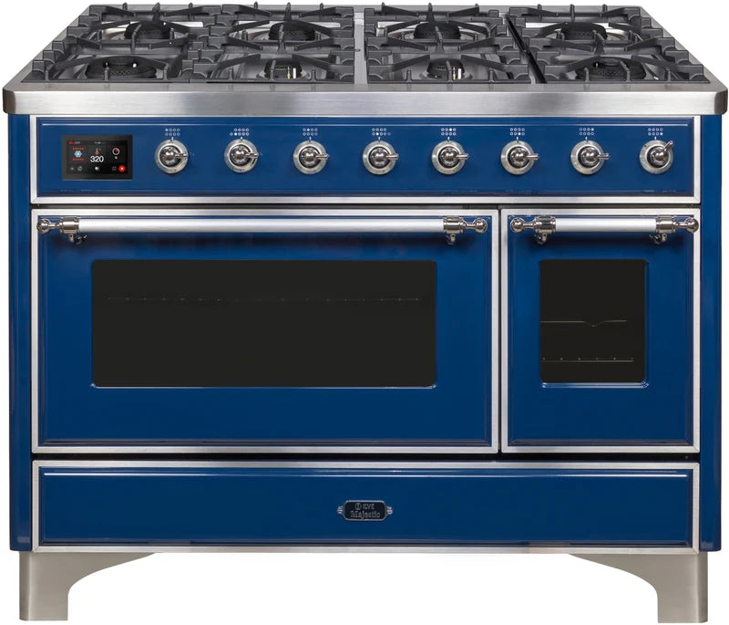 48 Dual Fuel Propane Gas Range in Blue with Chrome Trim Z205