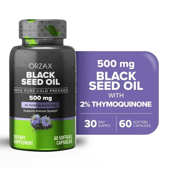 Black Seed Oil Organic Cold Pressed Capsules 500 mg 60 Soft Gel Capsules Y3596