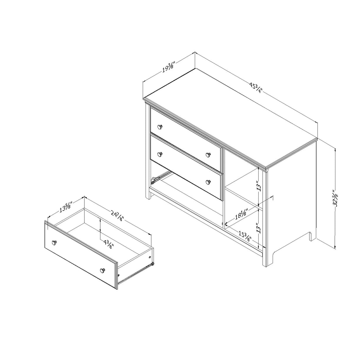 3-Drawer Dresser with Baskets O156497