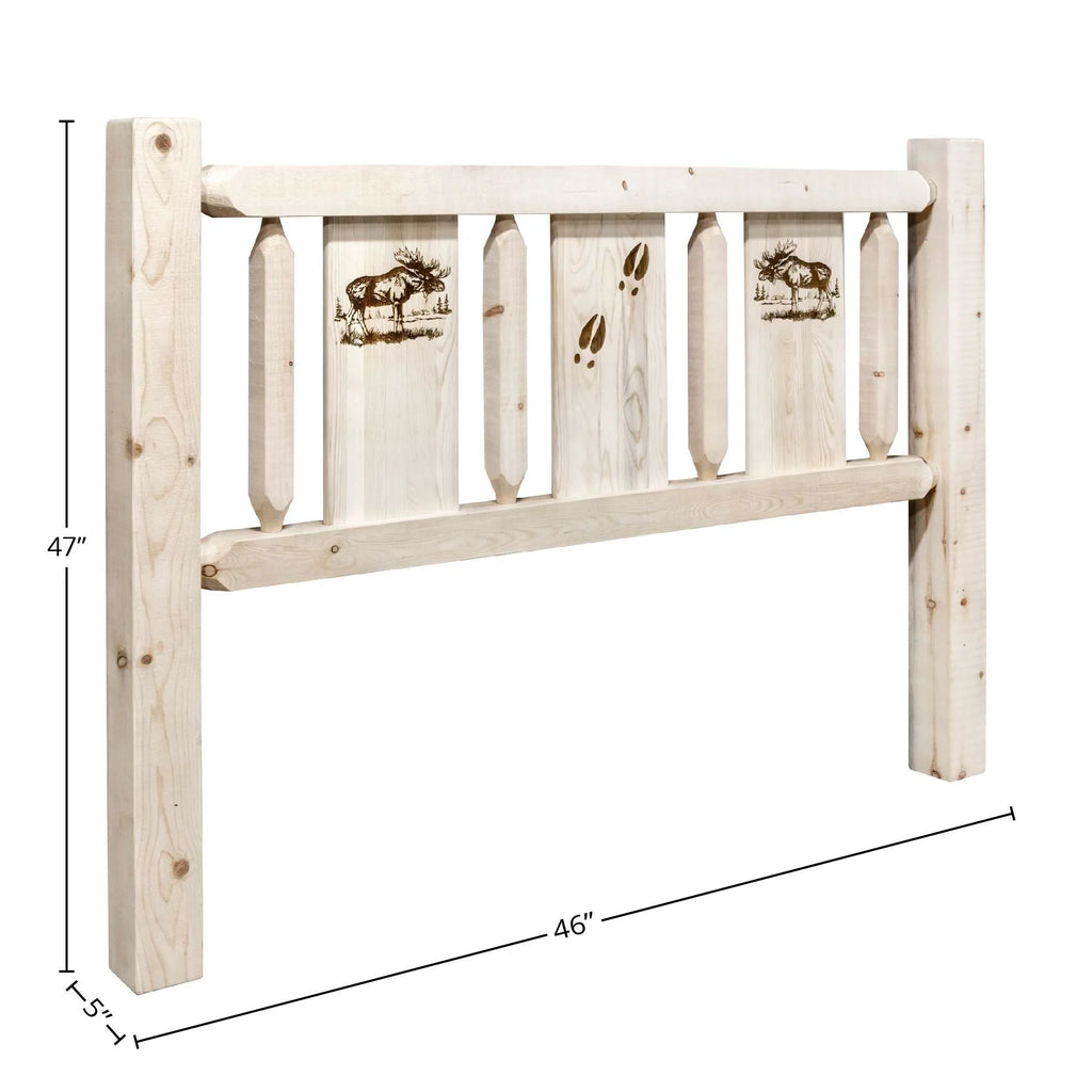 Twin Headboard with Laser Engraved Moose Design O36244