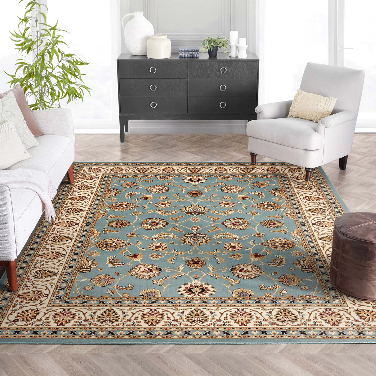 5'3" x 7'3" Floral Oriental Area Rug B922