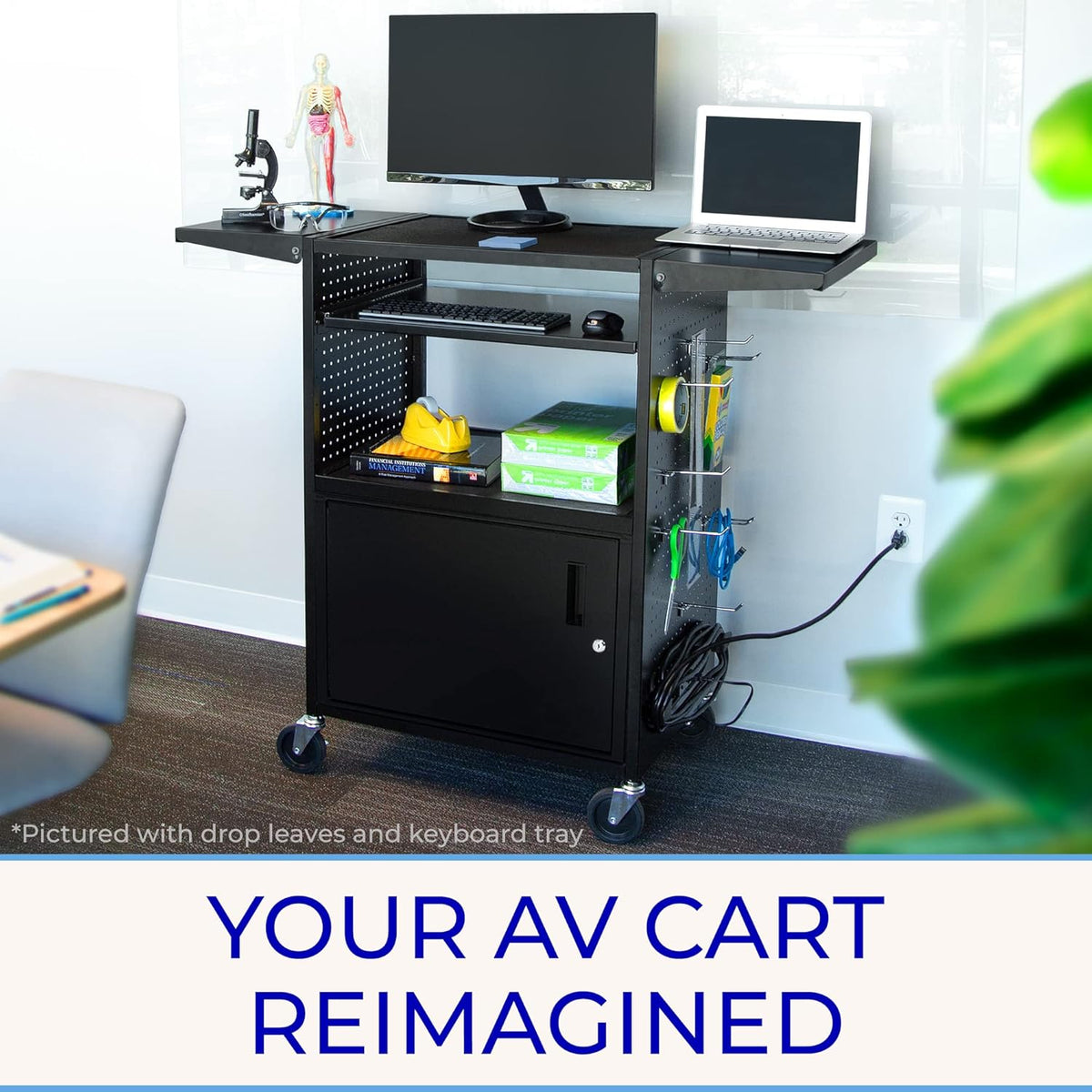 AV Cart with Pegboard Siding and 12 Hooks P553