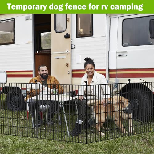 No Dig Decorative Outdoor Garden Fence with Gate, 40 in x 23.6 ft Rustproof Metal Wire Panel V101602