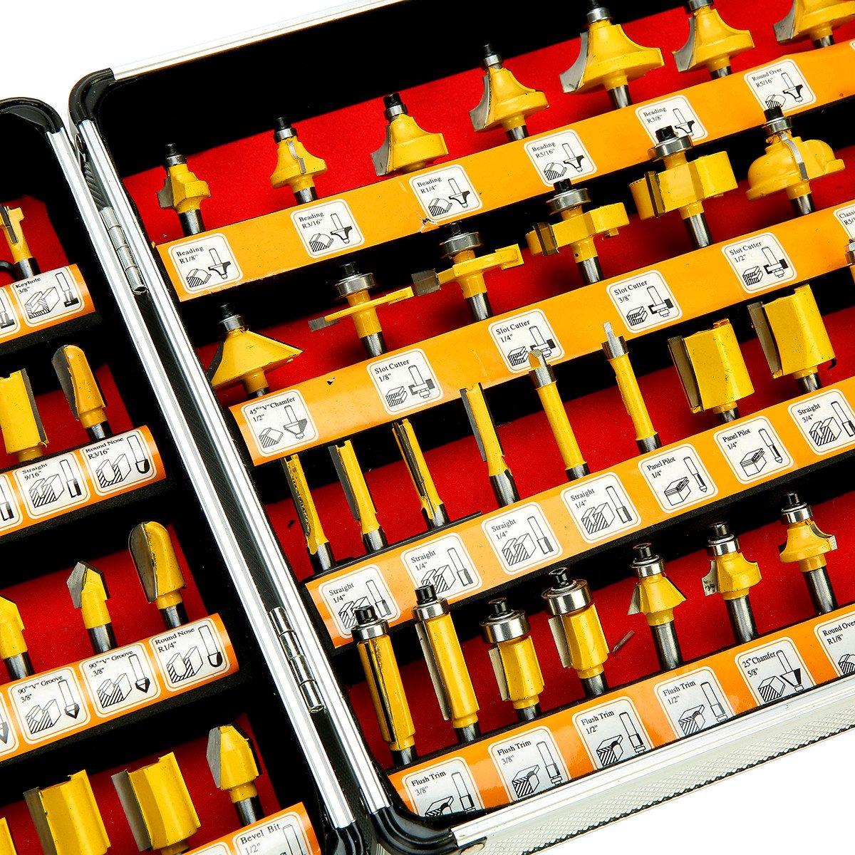 1/4inches Shank Router Bit Set Tungsten Carbide Tips Woodworking Kit H8279