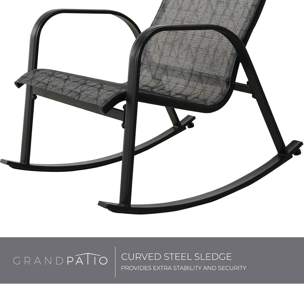 Black All-Weather Rocking Chair with Steel Frame U411