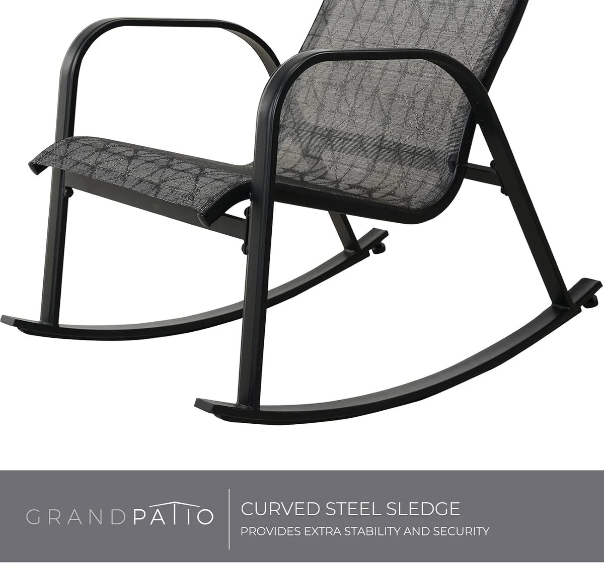 Black All-Weather Rocking Chair with Steel Frame U411