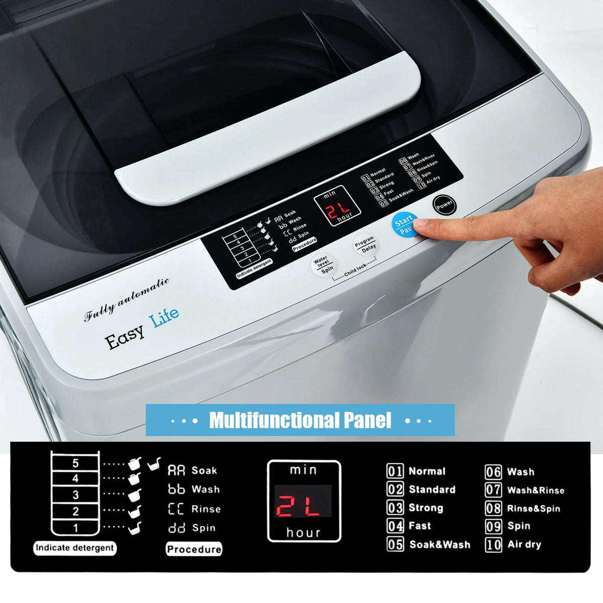 Portable Compact Full-Automatic Washing Machine 8.8 lbs Y9919