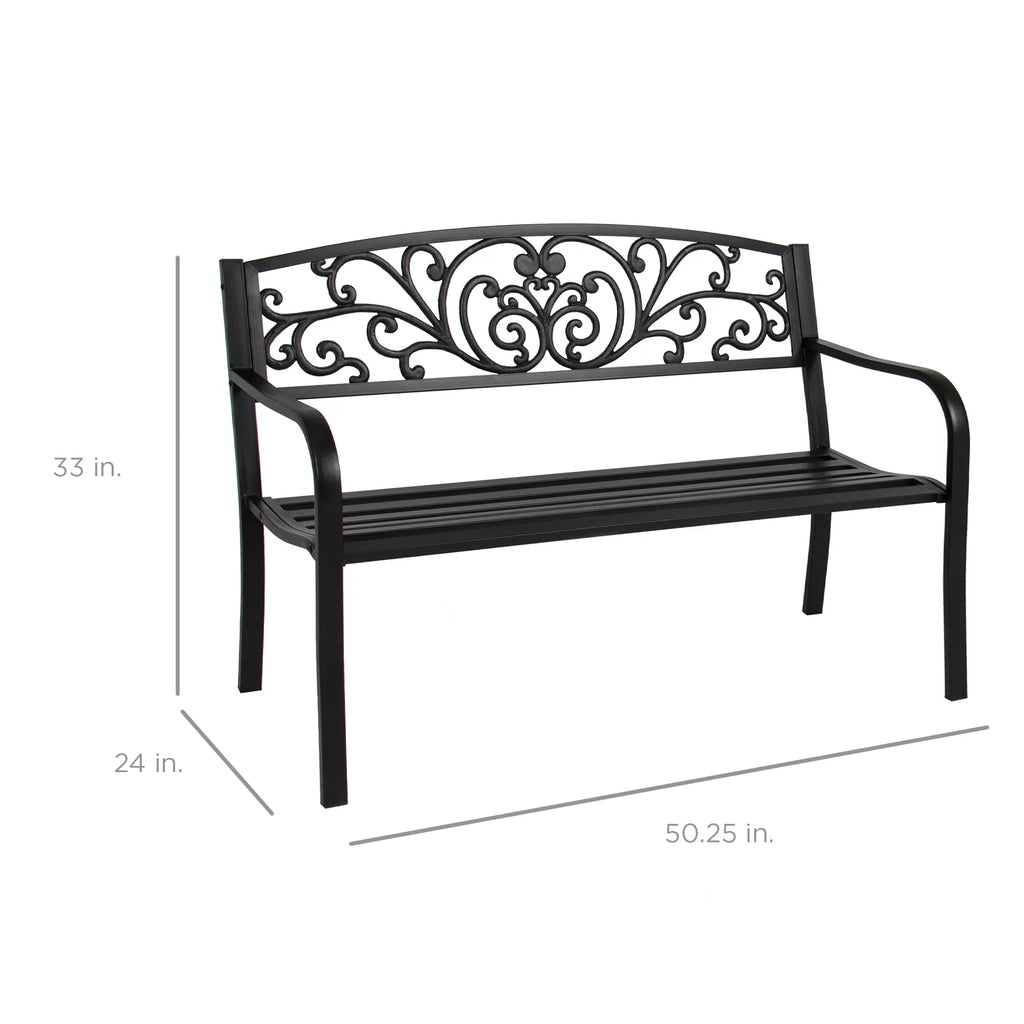 Black Steel Outdoor Bench O908160
