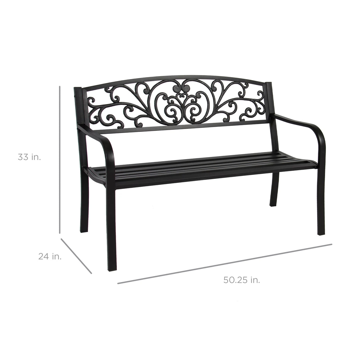 Black Steel Outdoor Bench O908160
