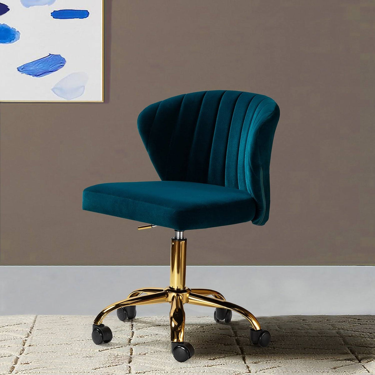Navy Velvet Upholstered Task Chair R7503