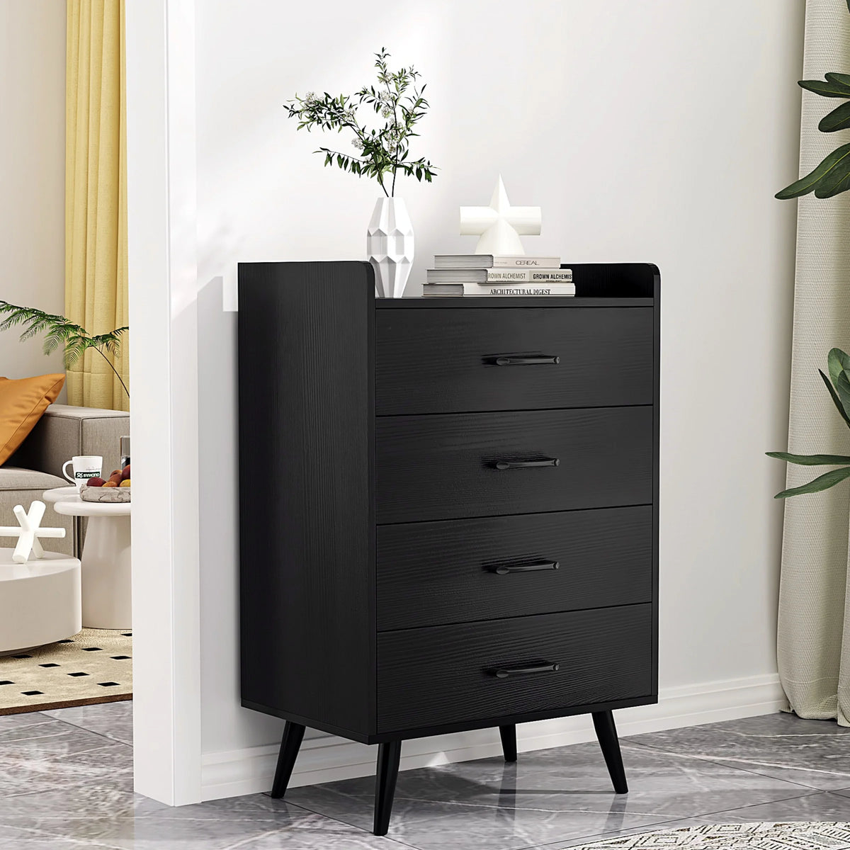 White 4 Drawer Wood Dresser P7209