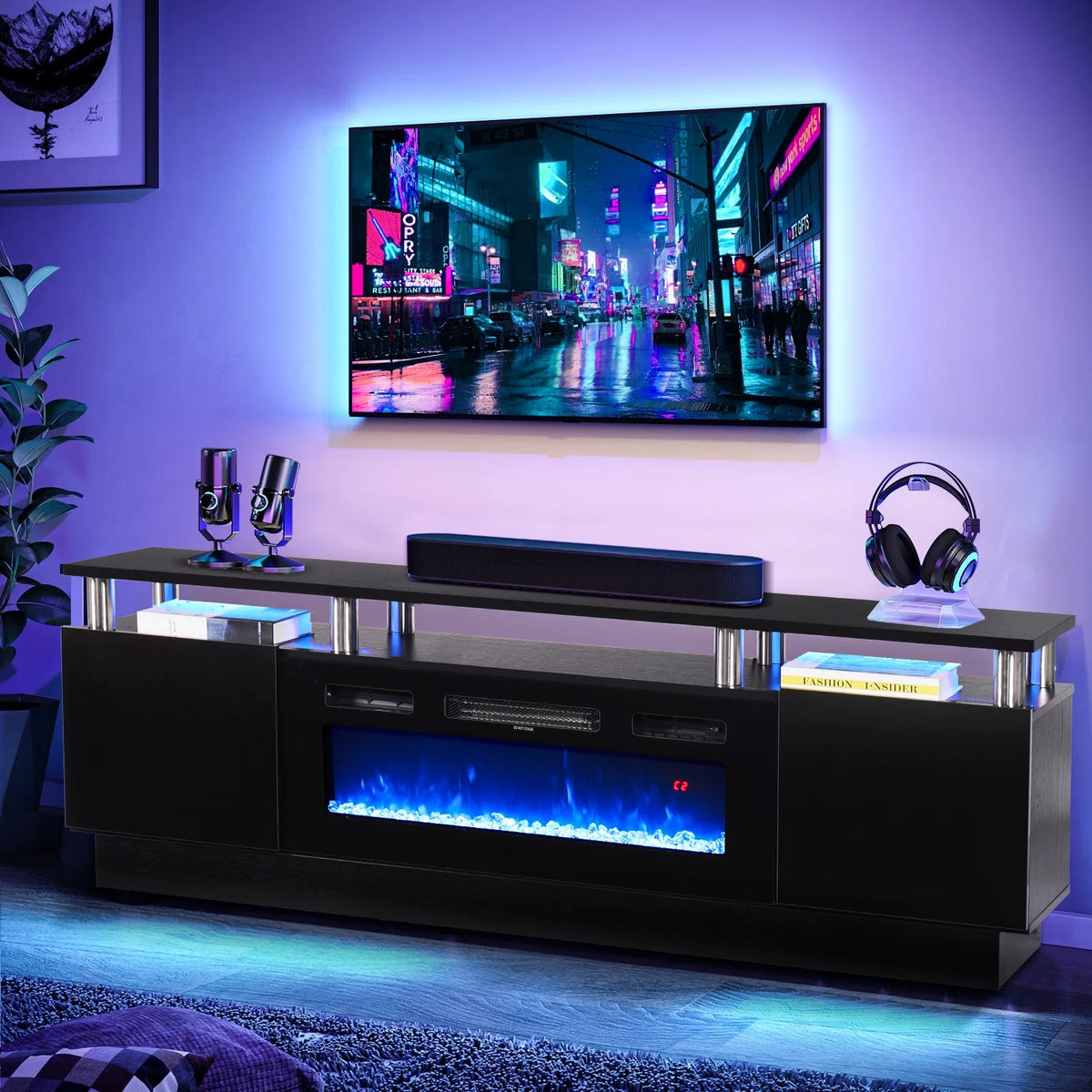 Black Fireplace TV Stand with 36 Electric Fireplace K967
