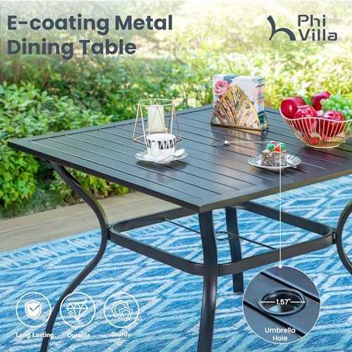 5 Pcs Outdoor Patio Dining Set with Swivel Chairs and Metal Dining Table X2263