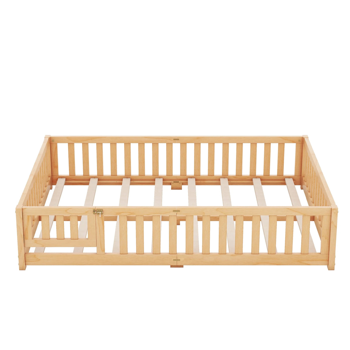 Queen Natural Solid Wood Floor Bed Frame with Slats K6184