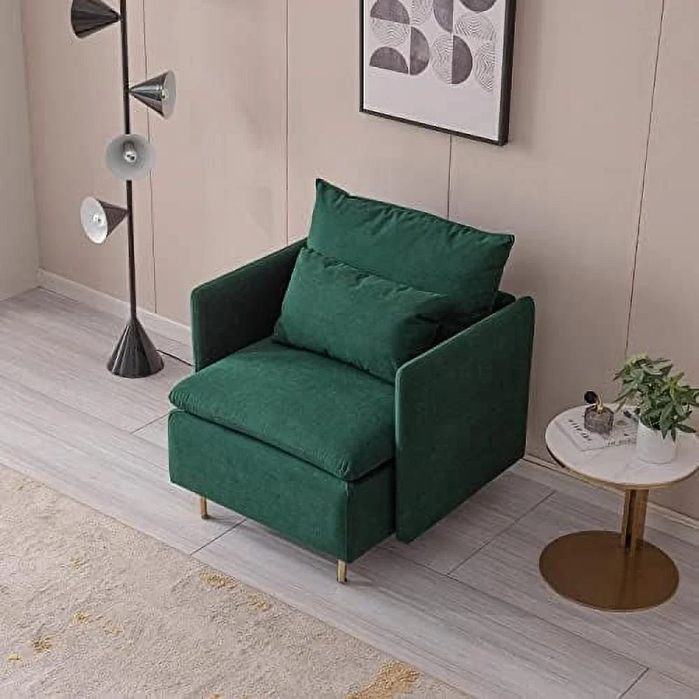 Yellow Linen Fabric Accent Armchair with Pillow I4642