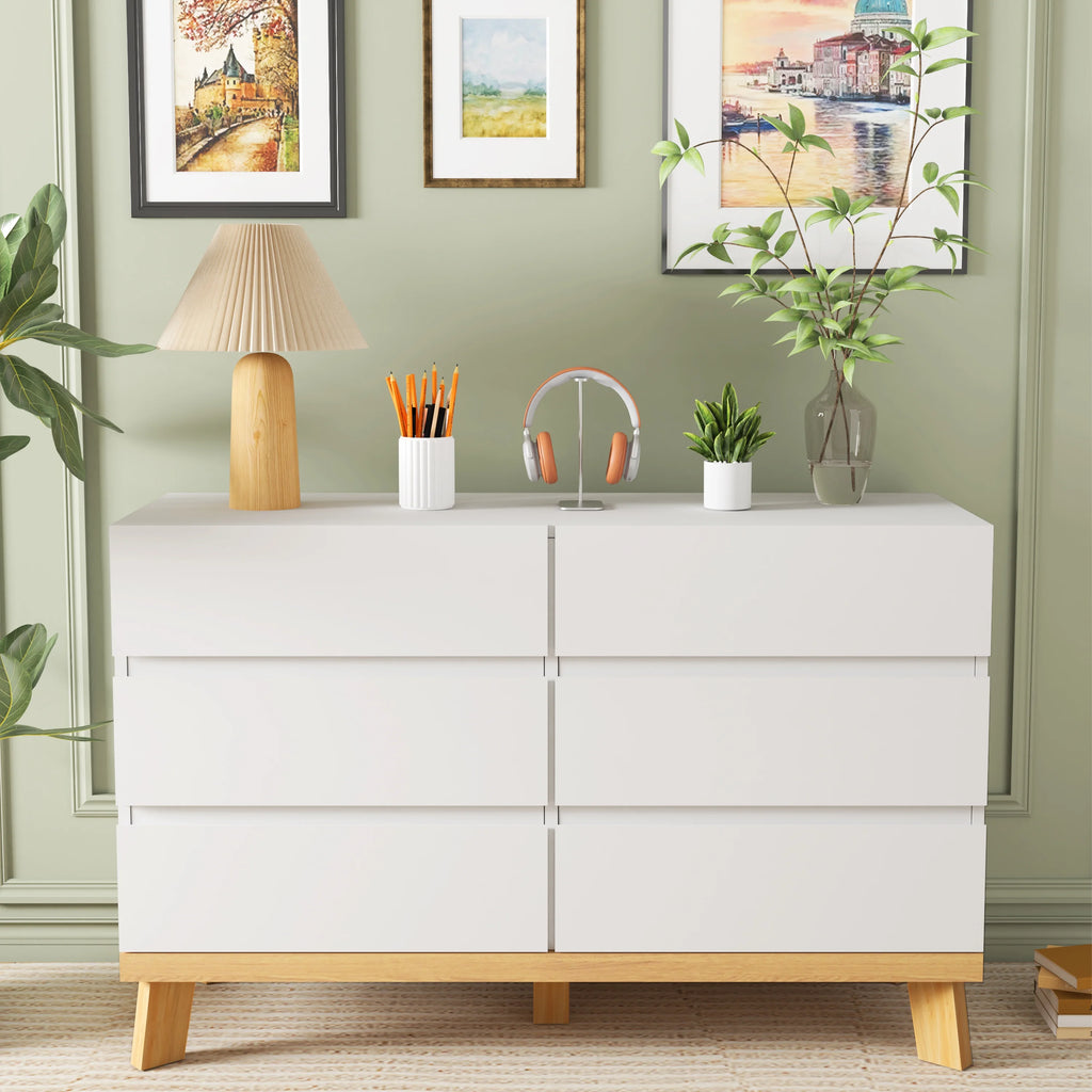White 6 Drawer Storage Cabinet Q9132