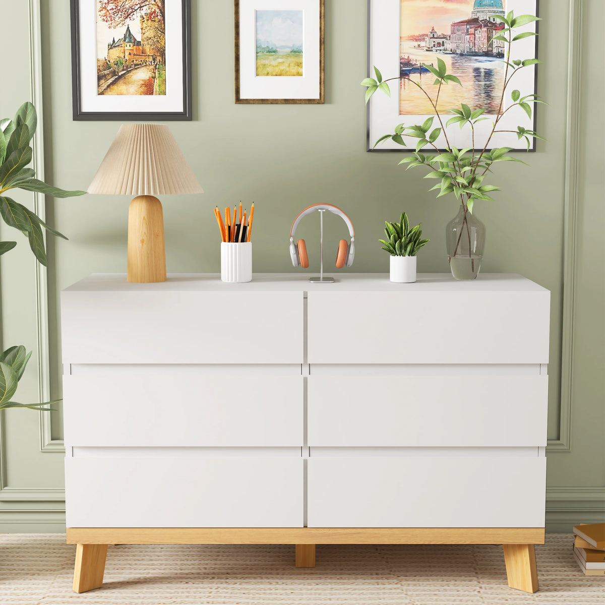 White 6 Drawer Storage Cabinet Q9132
