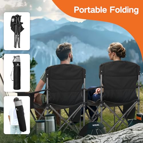 Oversized Heavy Duty Folding Camping Chair with Cooler Bag K12942