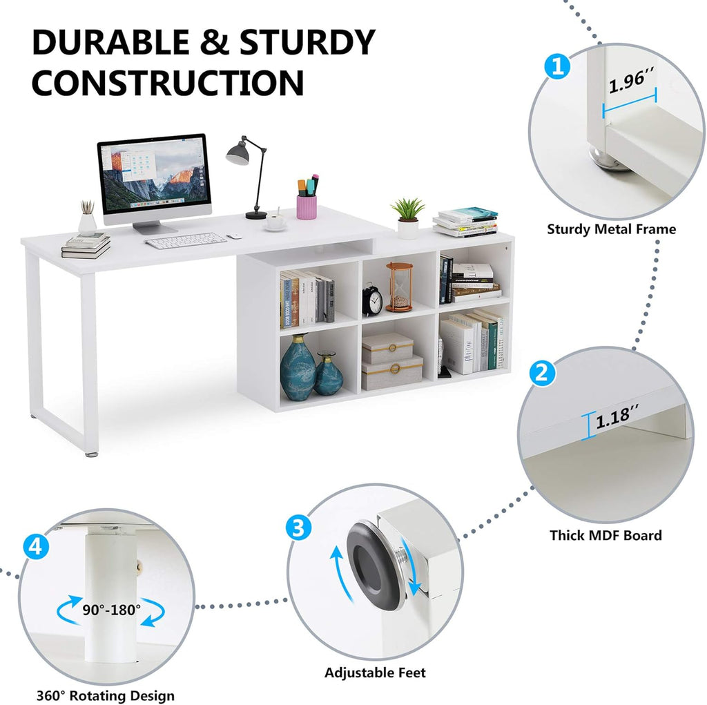 55 Inch L-Shaped Computer Desk with Storage G19497