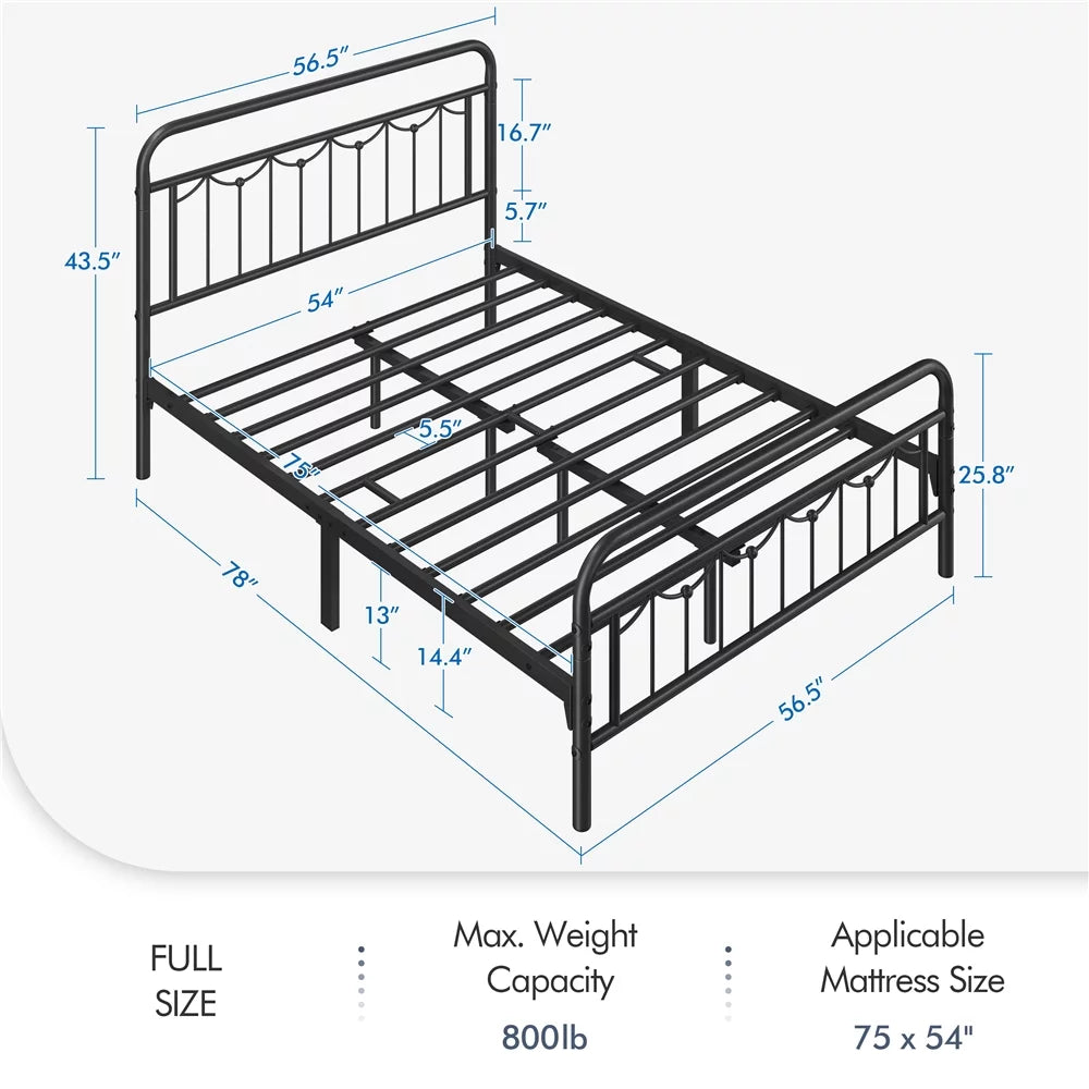 Metal Platform Twin Bed with Headboard and Footboard I34603
