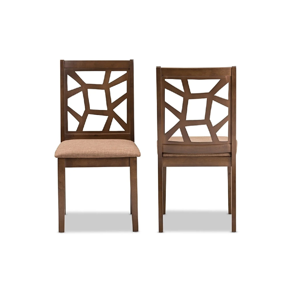 Light Brown Fabric Upholstered Dining Chair Set of 2 F528